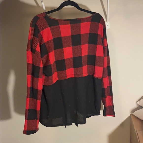Red and Black Plaid/Checkered Long Sleeve Shirt - Picture 2 of 6